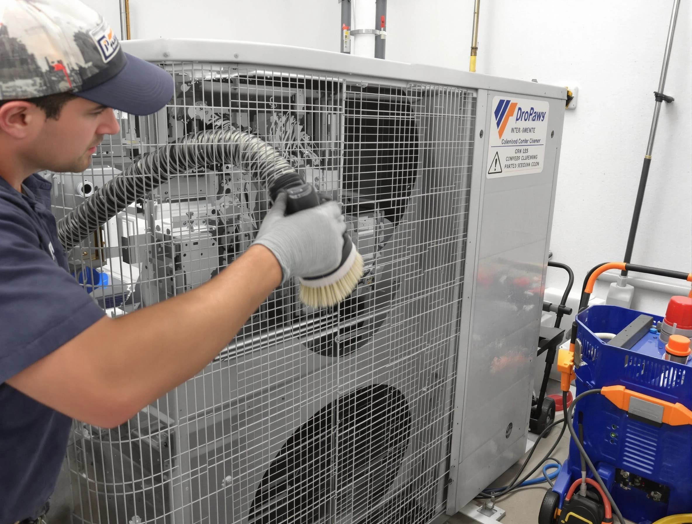 Randolph Air Duct Cleaning specialist performing precision AC coil cleaning for improved system performance in Randolph