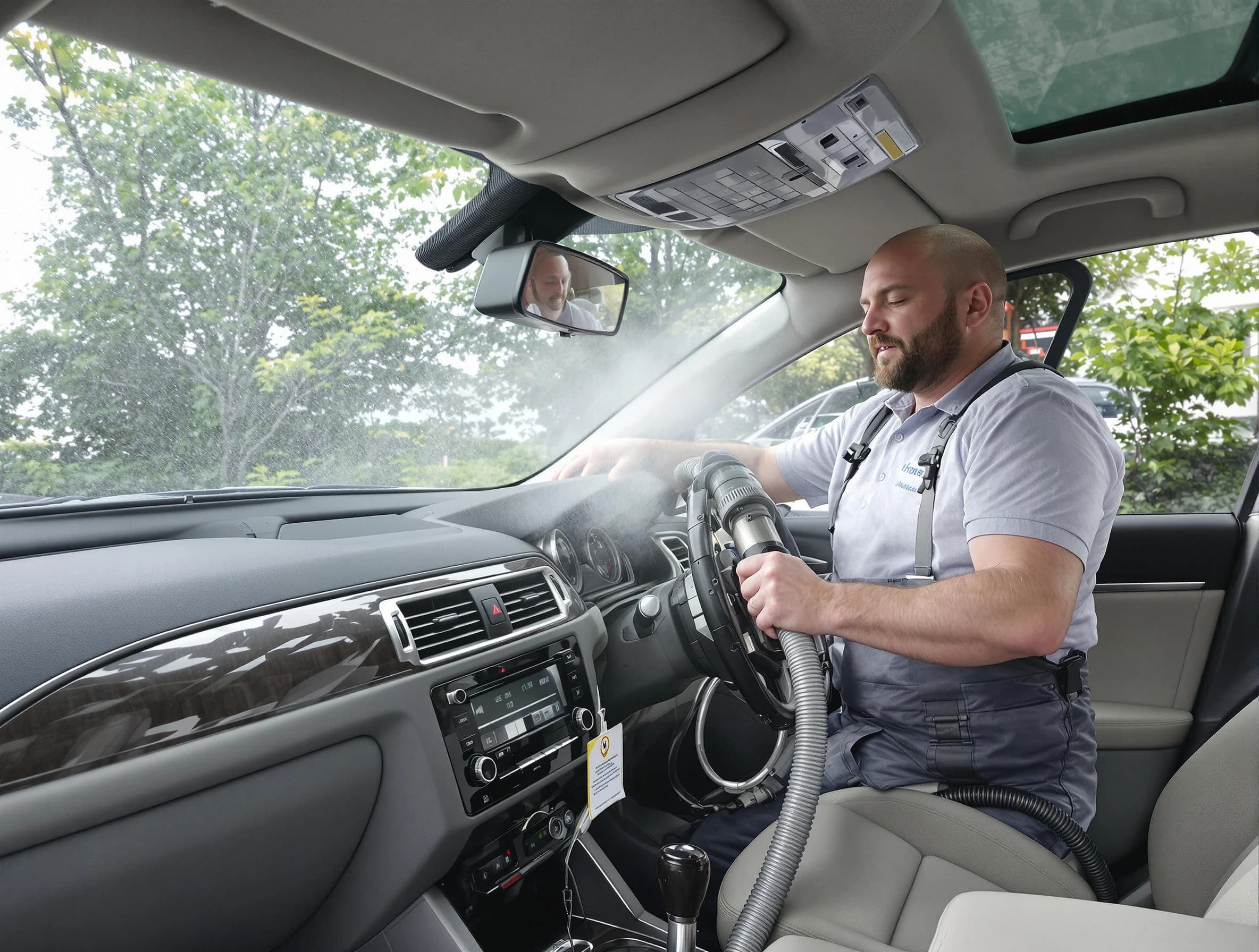 Randolph Air Duct Cleaning specialist performing professional car duct cleaning in Randolph