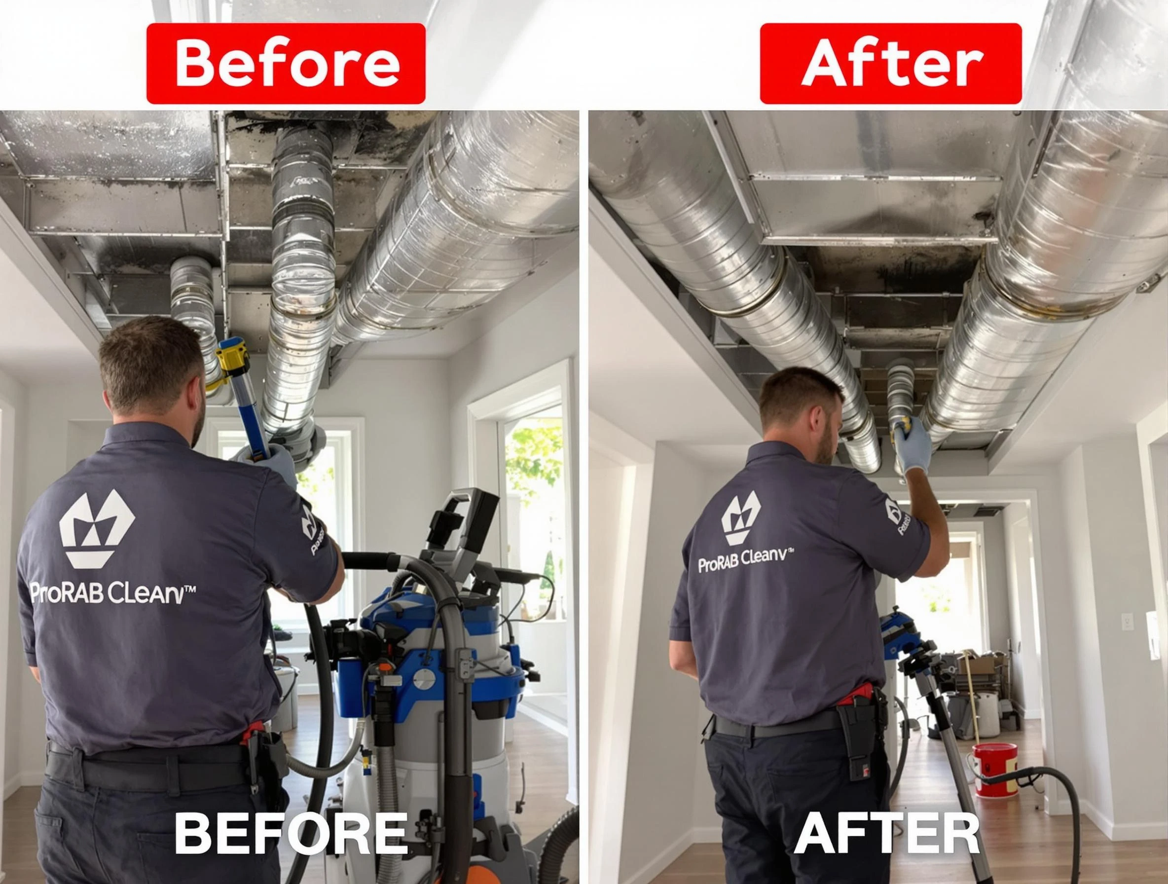 Randolph Air Duct Cleaning expert performing thorough residential duct cleaning in a Randolph home